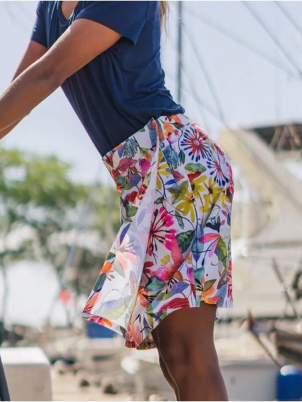 Rip Skirt Hawaii Wrap-Around Above Knee length Skirt - Wildflower Watercolor XL